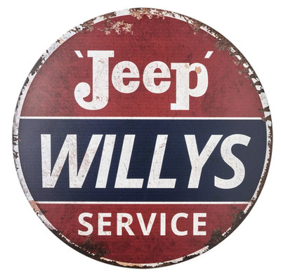 Jeep Willys Service 30'' Vintage Metal Sign Round Garage Man Cave Decor