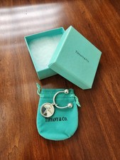 Tiffany  Co. Sterling Silver Key Ring Keychain Charm Tag Pendant In Pouch Box