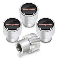 Jeep Trailhawk In Black On Shining Silver Aluminum Tire Valve Stem Caps