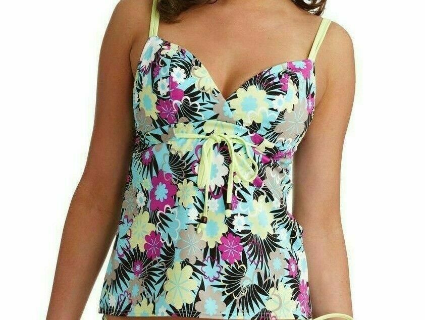 Freya Moonflower Tankini Top Size 32DD Oasis Green Floral Non Wired Padded 9920
