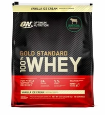Optimum Nutrition Gold Standard 100% Whey Protein , Vanilla Ice Cream, 5.4 lbs