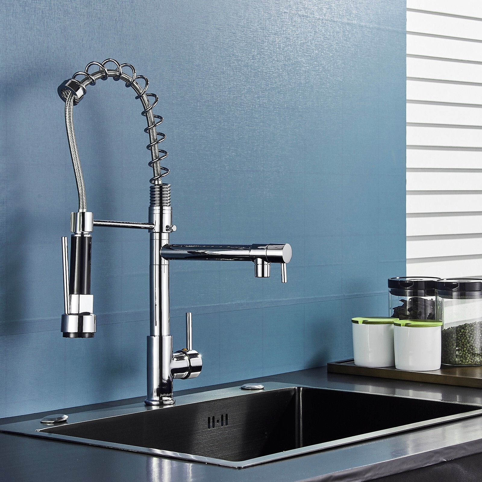 Chrome Kitchen Sink Faucet Pull Down Swivel Commercial One H