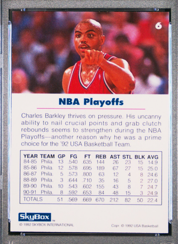 Tarjeta de baloncesto 1992 Skybox Team Estados Unidos Charles Barkley #6 76ers PSA 9 como nueva Pop 10 - Imagen 5 de 6