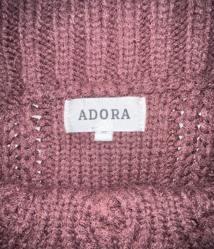 Adora Damen Pullover weinrot schulterfrei Grobstrick Zopfmuster Oversize Gr. M - Bild 8 von 9