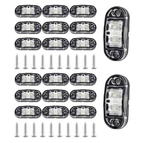 20X White LED Car Truck Trailer RV Oval 2.5" Side Marker Lights Clearance Lamps