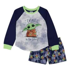Girls 36 Star Wars Mandalorian The Child Baby Yoda Top Shorts PJ Set Size 6