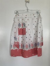 Vtg handmade kitchen checkered country farmhouse cottagecore half Apron W/Pocket