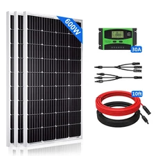 600W Solar Cell 3x200W Mono Solar Panel Kit High Efficiency Module for RV Home