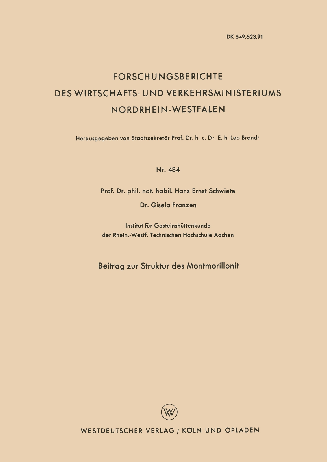 Beitrag Zur Struktur Des Montmorillonit | Buch | 9783663035411