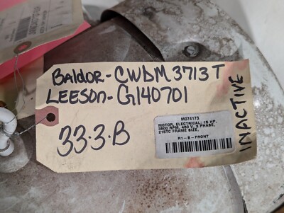 Baldor CWDM3713T / Leeson G140701 3 Phase Electric Motor 15HP 3500RPM 460V
