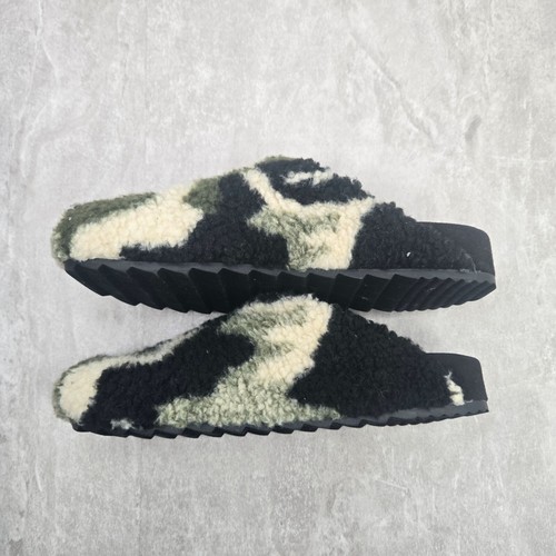 SM Sherpa Clog Shoes Size 8 Green Black Camo Faux Fur Comfort Slipper House Shoe - Picture 7 of 10
