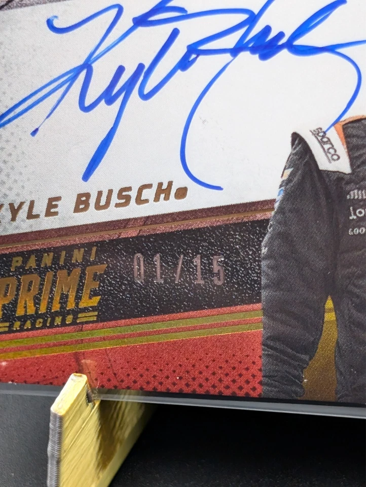 2023 Panini Prime NASCAR Kyle Busch Richard Childress Dual Signatures Gold 1/15 - Image 4 of 4
