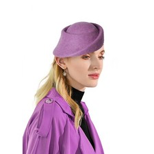 Purple Fascinator Hat Wool Felt Top Hats Pillbox Hats Cocktail Party Fedora Hats