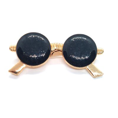 Novelty Sunglasses Brooch Pin Lapel Black and Gold Tone Collectible
