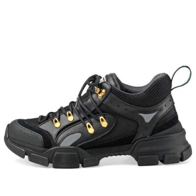 AUTHENTIC Gucci Black Sneaker Chunky Flashtrek 543149 GGZ80 1079