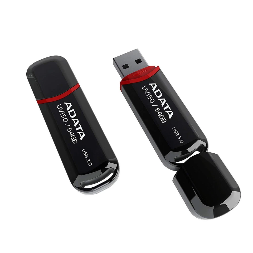 ADATA UV150 64GB USB 3.0 Snap-on Cap Flash Drive, Black (AUV150-64G-RBK) by ADAT - Image 2 of 2