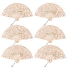 6 PCS Wooden Folding Fan Vintage Wooden Fan Handheld Folding Fans Sandalwood ...