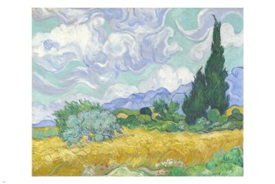 vincent van gogh painting A WHEATFIELD WITH CYPRESS poster 20x30 CLASSIC