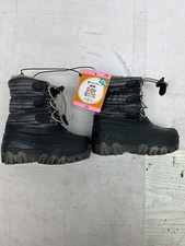 New Member's Mark Kids Snow Boots Lined Size 7/8 Green Blue Accents AM23