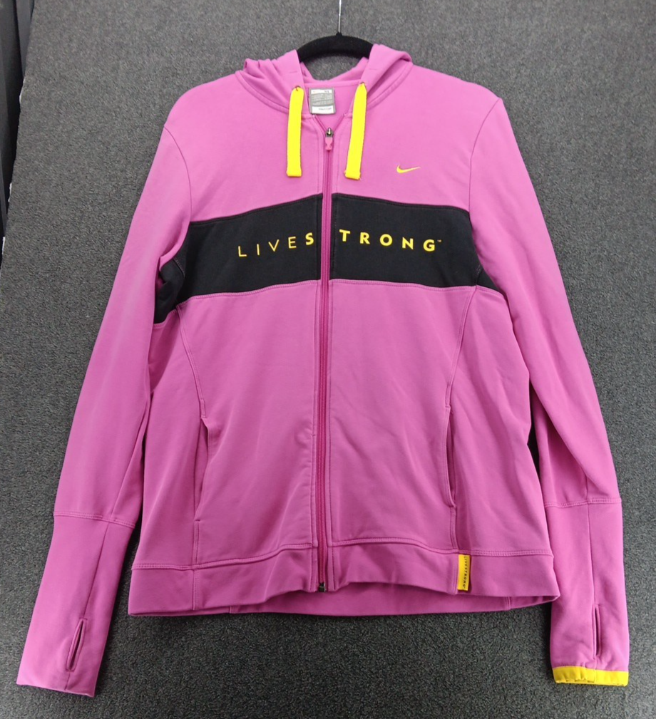 SACAI X NIKE Nike Livestrong Rosa Zip XL Felpa con Cappuccio Giacca Corsa Atletica Pollice Vestibilità Secca