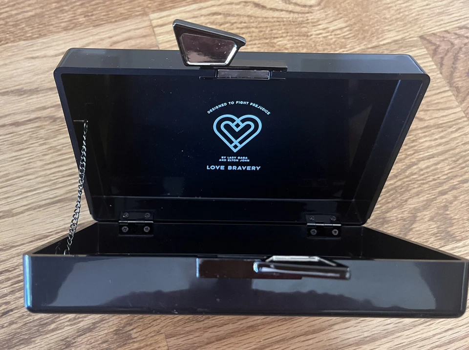 Love Bravery Lady Gaga & Elton John Love Acrylic Black Clutch Handbag - Image 4 of 4