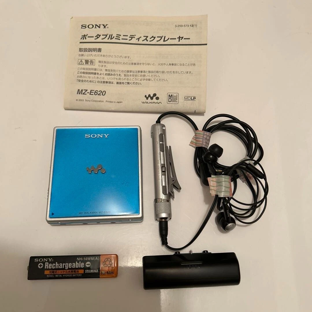 Minidisc Player MD WALKMAN SONY MZ-E620 Confirmed Operation Sky Blue