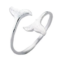 Whale Fin Ring Miniblings Finger Ring 925 Real Silver Adjustable Both Sides XS
