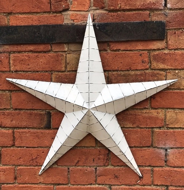 52cm White Washed Rustic Metal Amish Barn Star Hanging Wall