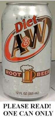 A&W Diet Root Beer ''Taste of the 60 s  FULL 12oz Can by Dr. Pepper 7up USA 2011