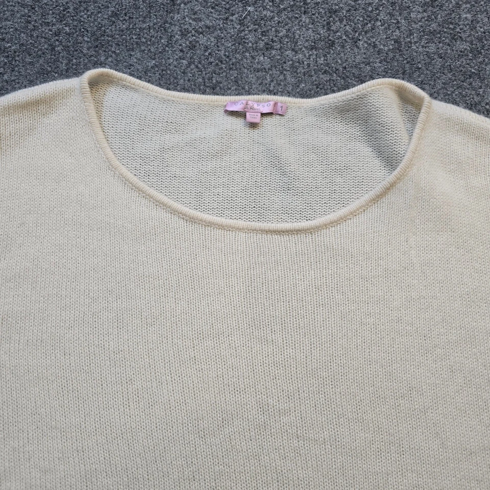 Calypso St Barth Sweater Womens Size 1 White Poncho Knit Short Sleeve Casual - Image 2 of 4