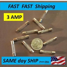 10 PACK --- Fuse 3 AMP Glass 6x30