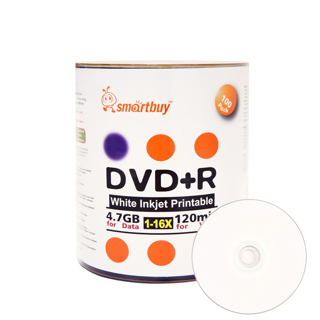 Smart Buy 100 Pack DVD R 4 7gb 16x White Printable Inkjet Blank Media Smart Buy 100 Pack DVD R 4 7gb 16x White Printable Inkjet Blank Media