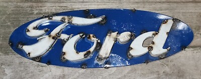 *Recycled Tin Metal OVAL FORD Sign Gas Oil Garage Man Cave Home Decor