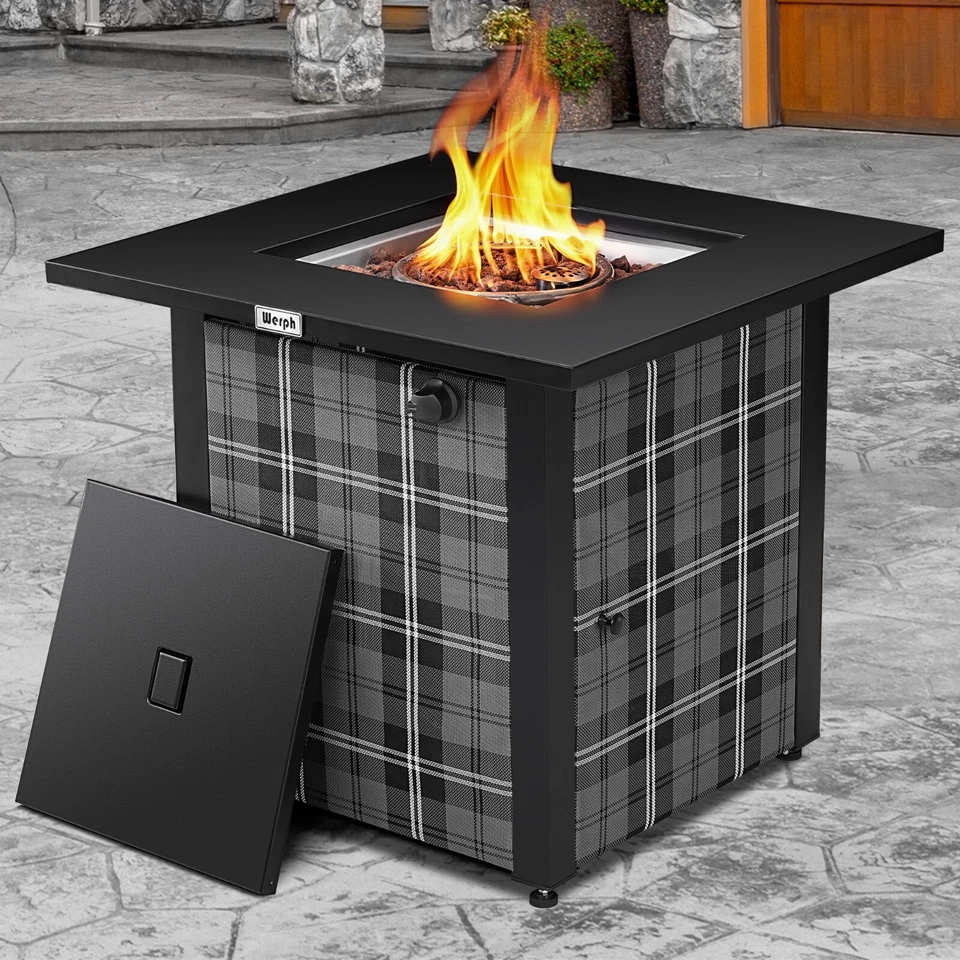 WERPH Feasto 28" Propane Fire Pit Table, 50,000 BTU Fire Table with Lava Rocks