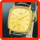 Vintage 1983 [MINT] SEIKO DOLCE 9521-5120 Gold Square Tank Shape Men Watch