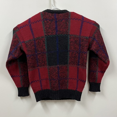 Vintage Boston Traders Sweater Mens Large Red Blue Pure Wool Pullover Striped - Picture 4 of 9