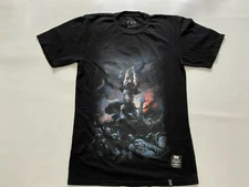 HUF Worldwide Men Black Graphic T Shirt Size S
