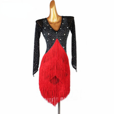 Latin Dance Dress Tassel Practice Suit Adult Rumba Stage Competition Costume