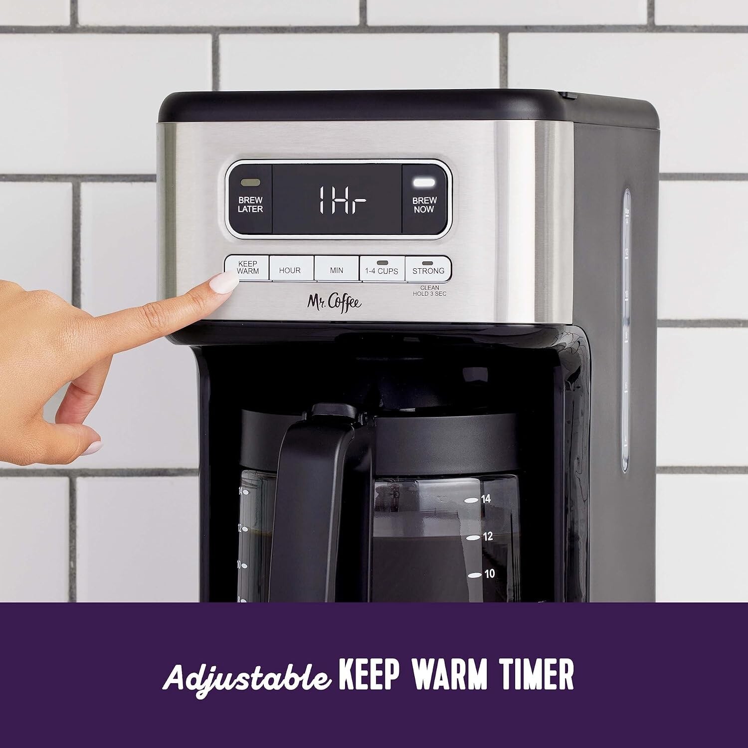 Elegant 14-Cup Mr. Coffee Maker with Advanced Filtration and Brew Later Feature
