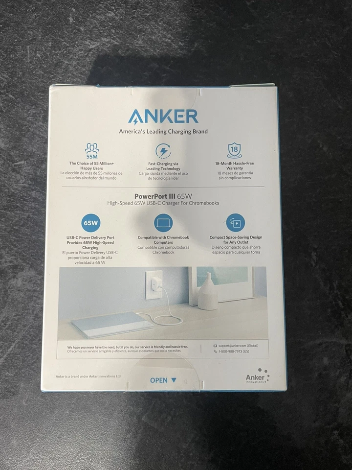Anker PowerPort III 65W Chromebook Charger- White - Image 3 of 3