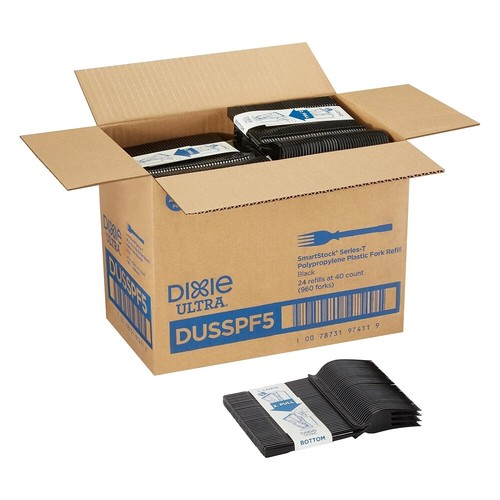 NEW Dixie Ultra DUSSPF5 SmartStock Series-T Polypropylene Fork, Black 960 Count