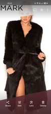 House Of Cb Black Fable Faux Fur Coat Med 14