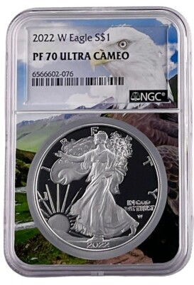 #ad 2022 W 1oz Silver Eagle Proof NGC PF70 Ultra Cameo Eagle Core POP 100 $118.00