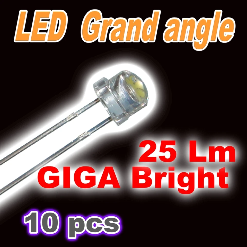 402/10# Ultra LED 5mm blanc Grand angle 25lm garanti !! 10pcs LED blanche