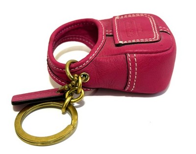 RARE Coach Vtg Raspberry Pink Leather ERGO Hobo Mini Keychain Fob