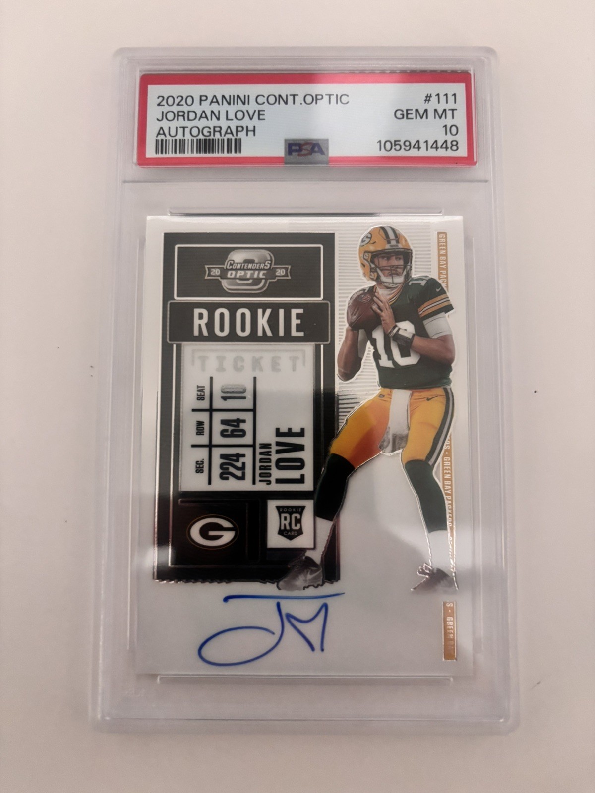 2020 Panini Contenders Optic Jordan Love Rookie RC Autograph #111 PSA 10