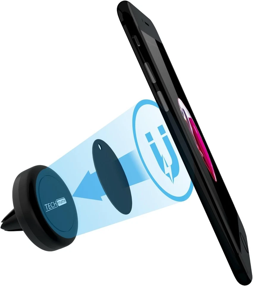 Suporte magnético para telefone de carro TechMatte (pacote com 2) - Ventilação de ar universal preta - Imagem 4 de 4