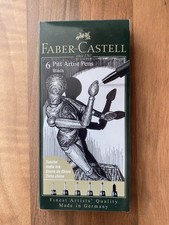 Image of Faber-Castell Pitt Artist Pen Wallet of 6 with Assorted Tips | Black