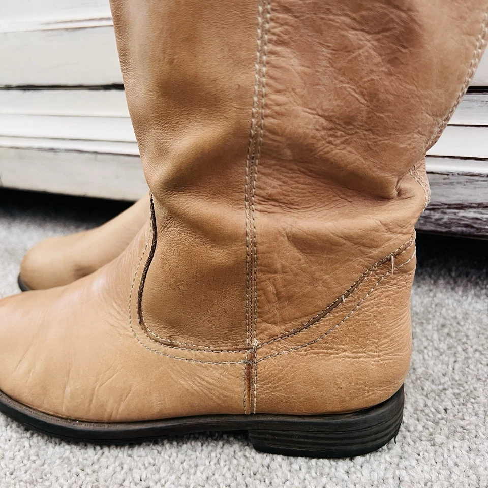 Kenneth Cole Reaction 试潮柔软浅棕色皮革骑行靴 8M 码 — 第 3/4 张图片