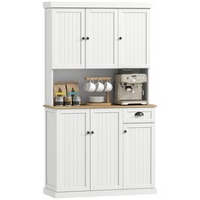 HOMCOM Kitchen Cupboard Storage Cabinet with Adjustable Shelves, White
